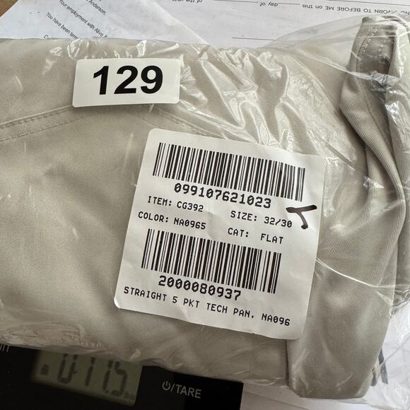 J.Crew Straight 5-Pocket Tech Pants Mens 32x30 Stone Gray Straight Leg Zip Fly - Picture 7 of 7